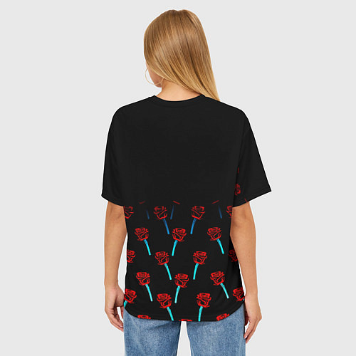 Женская футболка оверсайз Бавария Мюнхен розы паттерн / 3D-принт – фото 4