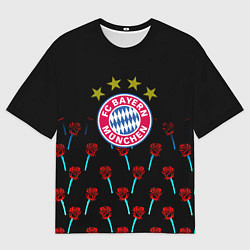 Футболка оверсайз женская Бавария Мюнхен розы паттерн, цвет: 3D-принт