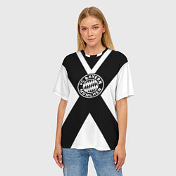 Футболка оверсайз женская Бавария Мюнхен полосы, цвет: 3D-принт — фото 2