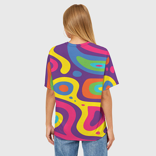 Женская футболка оверсайз Abstract tac / 3D-принт – фото 4