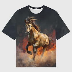 Футболка оверсайз женская Лошадь нарисованная красками, цвет: 3D-принт
