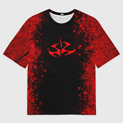 Футболка оверсайз женская Эмблема hitman на черном фоне, цвет: 3D-принт