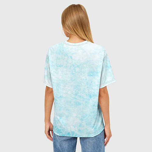 Женская футболка оверсайз Девочка-зима с синими волосами / 3D-принт – фото 4