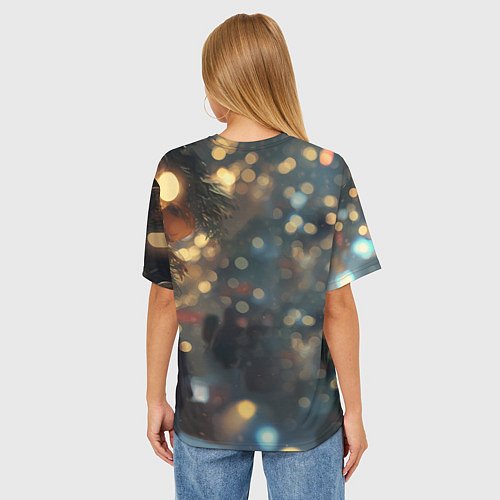 Женская футболка оверсайз Новогодняя лошадка / 3D-принт – фото 4