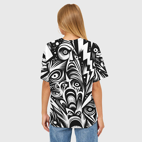 Женская футболка оверсайз Lightnings and faces - ai art fantasy / 3D-принт – фото 4