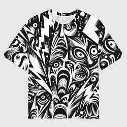 Футболка оверсайз женская Lightnings and faces - ai art fantasy, цвет: 3D-принт