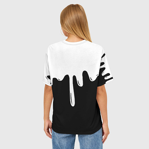 Женская футболка оверсайз Juventus капли красок / 3D-принт – фото 4
