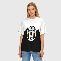 Футболка оверсайз женская Juventus капли красок, цвет: 3D-принт — фото 2