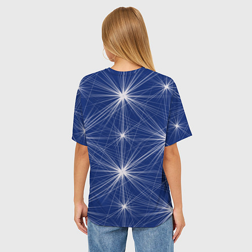 Женская футболка оверсайз Звезды на синем фоне / 3D-принт – фото 4