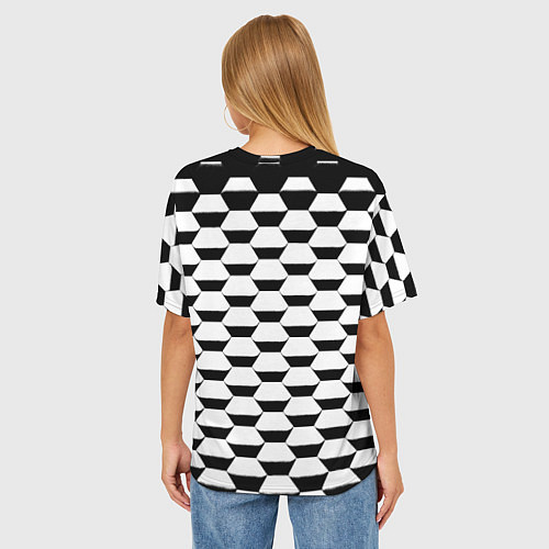 Женская футболка оверсайз Juventus геометрия черно белая / 3D-принт – фото 4