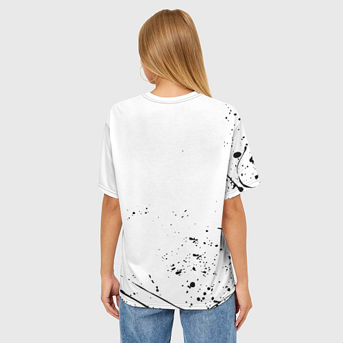 Женская футболка оверсайз Ювентус черные краски всплеск / 3D-принт – фото 4