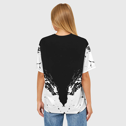 Женская футболка оверсайз Ювентус краски всплеск текстура / 3D-принт – фото 4