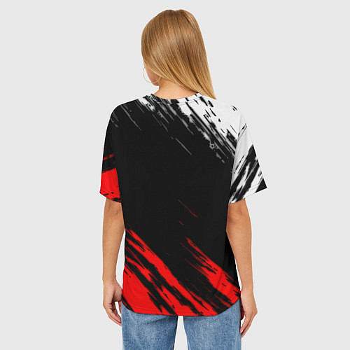 Женская футболка оверсайз Манчестер Юнайтед x Ювентус краски / 3D-принт – фото 4