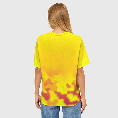 Женская футболка оверсайз Borussia камуфляж желтый текстура / 3D-принт – фото 4