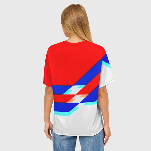 Женская футболка оверсайз Манчестер Юнайтед полосы геометрия / 3D-принт – фото 4