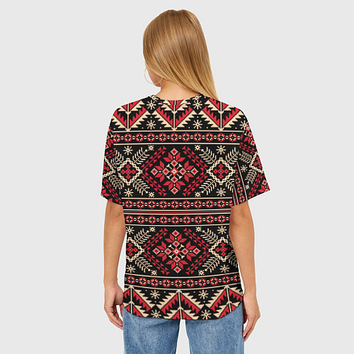 Женская футболка оверсайз Этнический славянский орнамент / 3D-принт – фото 4