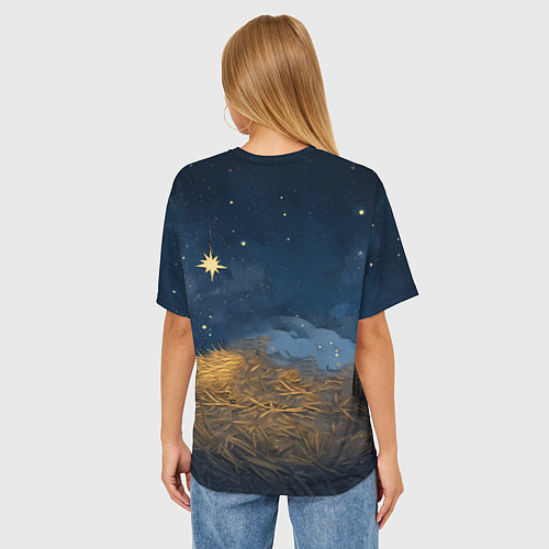 Женская футболка оверсайз Лошадка спит с жеребенком / 3D-принт – фото 4