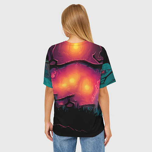 Женская футболка оверсайз Лошадь рок стиль / 3D-принт – фото 4