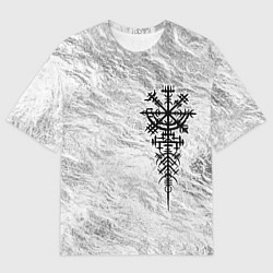 Футболка оверсайз женская Вегвизир - компас рун в виде става, цвет: 3D-принт