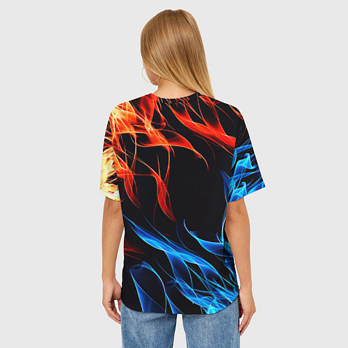 Женская футболка оверсайз Манчестер Юнайтед огонь битва / 3D-принт – фото 4