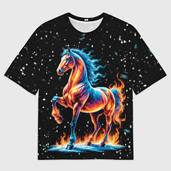 Футболка оверсайз женская Лошадь на снегу, цвет: 3D-принт