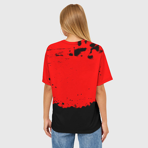 Женская футболка оверсайз Манчестер Юнайтед краски брызги / 3D-принт – фото 4