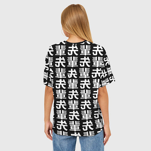 Женская футболка оверсайз Ювентус япония символы / 3D-принт – фото 4