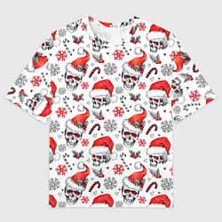 Женская футболка оверсайз Новогодние черепа