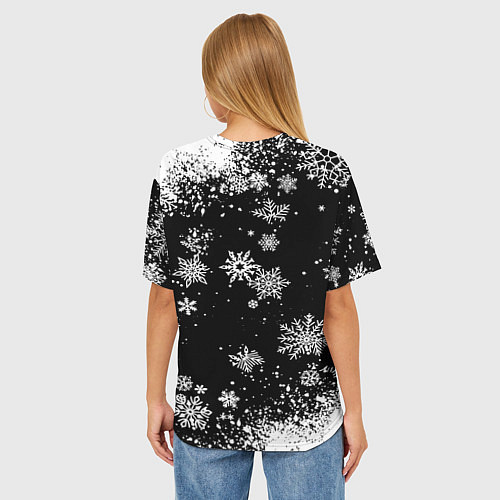 Женская футболка оверсайз Манчестер сити снежинки новый год / 3D-принт – фото 4