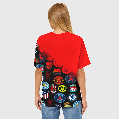 Женская футболка оверсайз Манчестер Юнайтед логотипы команд / 3D-принт – фото 4