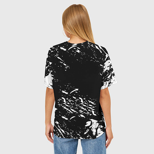 Женская футболка оверсайз Juventus белые штрихи красок / 3D-принт – фото 4