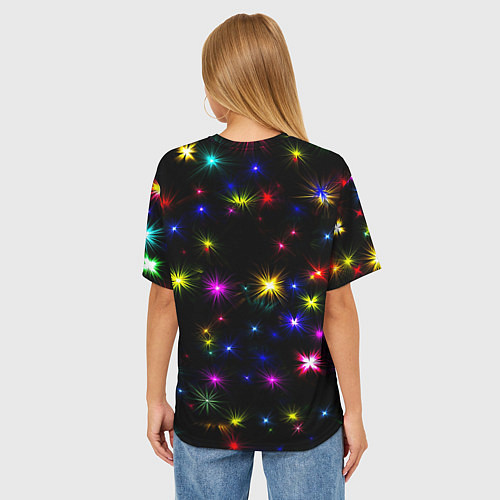 Женская футболка оверсайз Манчестер Юнайтед праздничные огни / 3D-принт – фото 4