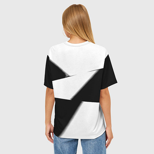 Женская футболка оверсайз Реал Мадрид геометрия полосы / 3D-принт – фото 4