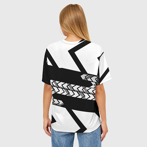 Женская футболка оверсайз Реал Мадрид краски полосы / 3D-принт – фото 4