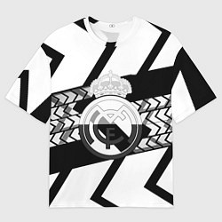 Футболка оверсайз женская Реал Мадрид краски полосы, цвет: 3D-принт