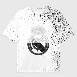 Футболка оверсайз женская Реал Мадрид черно белые краски, цвет: 3D-принт