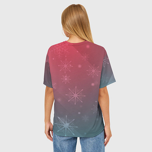 Женская футболка оверсайз Санта-утка не в духе / 3D-принт – фото 4