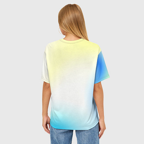 Женская футболка оверсайз Color yellow blue white / 3D-принт – фото 4