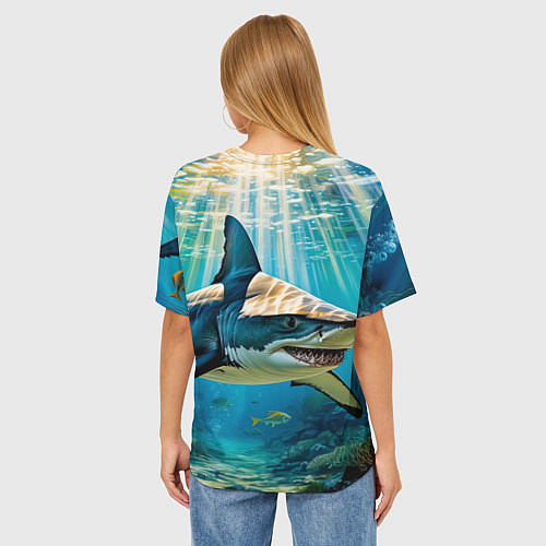 Женская футболка оверсайз Хищник кораллового рифа / 3D-принт – фото 4