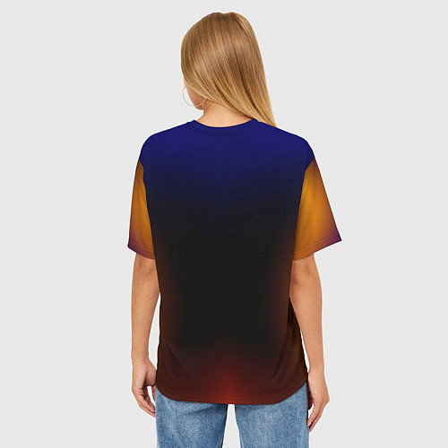 Женская футболка оверсайз Color black red blue / 3D-принт – фото 4