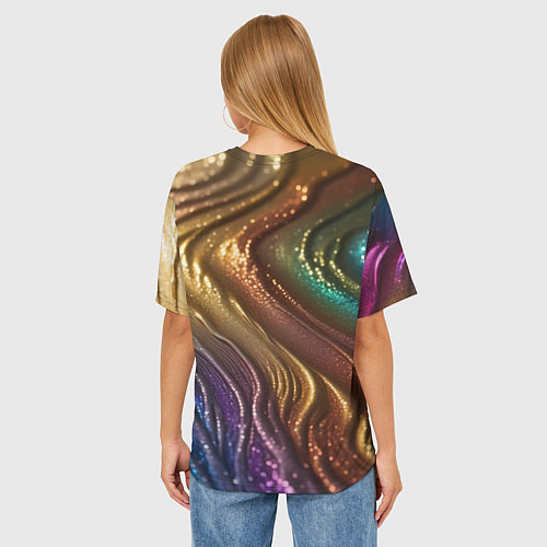 Женская футболка оверсайз Сморщенные складочки жидкости / 3D-принт – фото 4