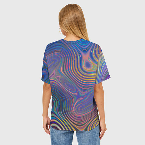 Женская футболка оверсайз Абстрактная рябь / 3D-принт – фото 4