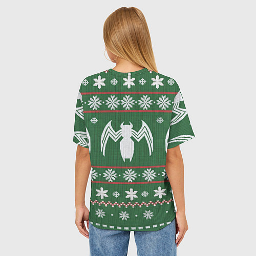 Женская футболка оверсайз Рождественский свитер Венома / 3D-принт – фото 4