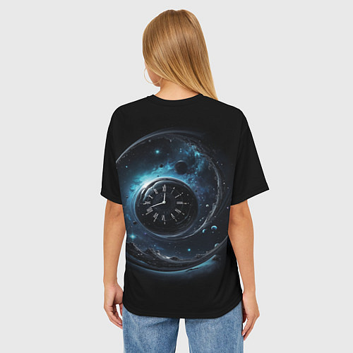 Женская футболка оверсайз Лучше поздно чем никогда глубокий синий / 3D-принт – фото 4