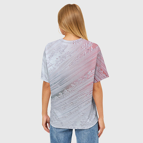 Женская футболка оверсайз Морозные полосы на стекле / 3D-принт – фото 4