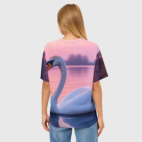 Женская футболка оверсайз Лебединая элегия / 3D-принт – фото 4