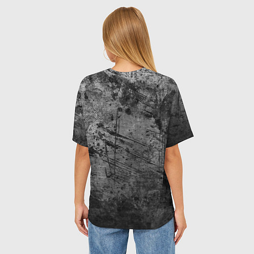 Женская футболка оверсайз Сталкер - знак на сером / 3D-принт – фото 4