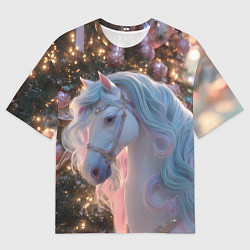 Женская футболка оверсайз Лошадь символ 2026 года