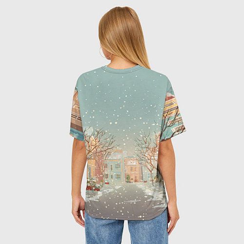 Женская футболка оверсайз Маленькая новогодняя милая лошадка / 3D-принт – фото 4