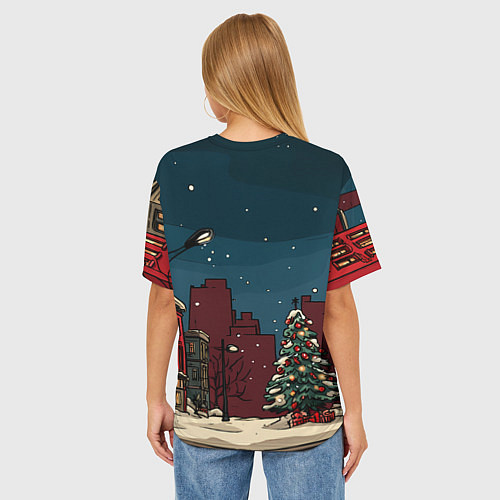 Женская футболка оверсайз Лошадка в новогодней гирлянде / 3D-принт – фото 4